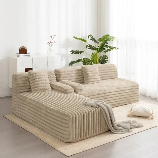 Cloud Modular Sectional Sofa L-Shaped Upholstered Couch With 2 Throw Pillows